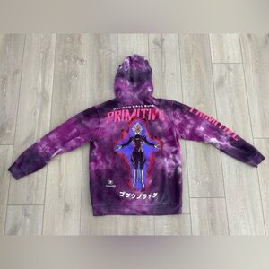Primitive Dragon Ball Z Super Goku Black Rose Purple Tie Dye Skate Hoodie Size M